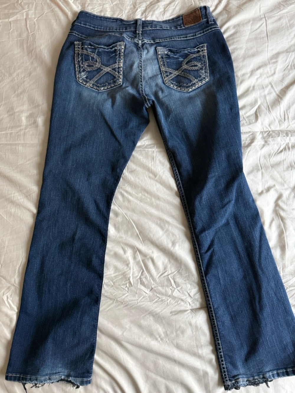 BKE Dark Blue Women's Bootcut Jeans with Embroidered Back Pockets